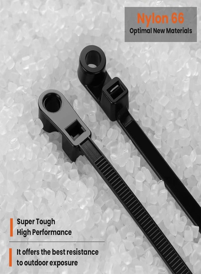 ZORBES® 100 PCS 8 inch Black Zip Ties with Screw Hole 50lbs Mountable Head Cable Ties Straps Multipurpose Heavy Duty Nylon Cable Zip Ties with Screw Mounting Hole For Indoor & Outdoor Use - Image 5